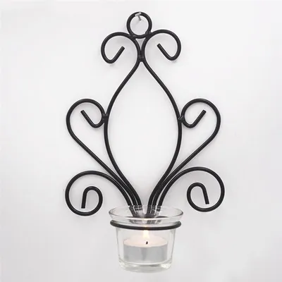 Metal Wall Candle Holder with Glass
