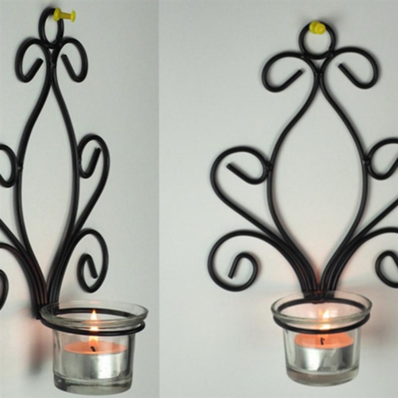 Metal Wall Candle Holder with Glass