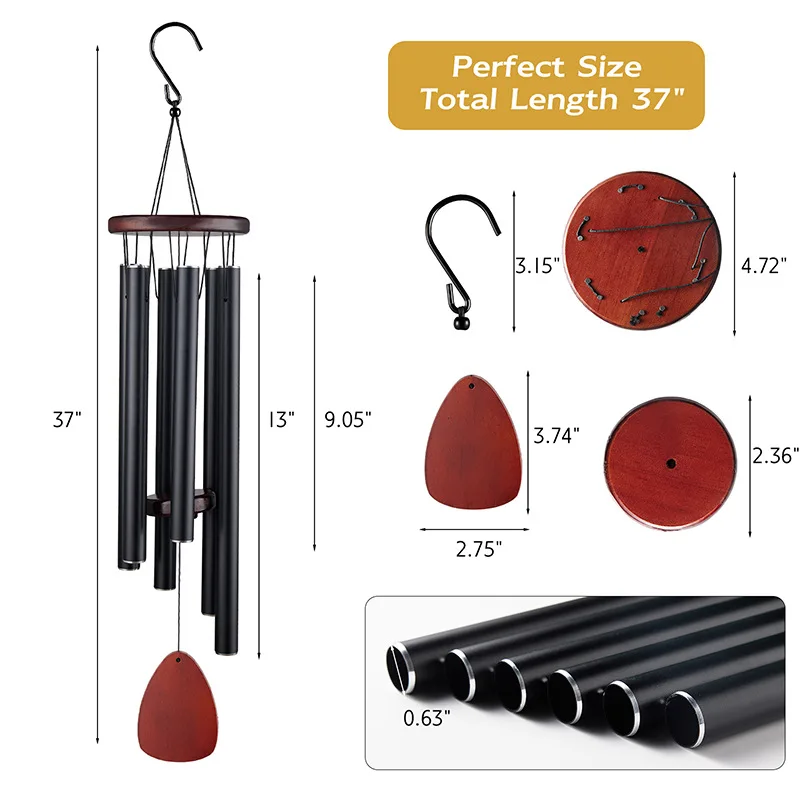 Metal Windchime Aluminum Windbell Wind Chimes 6 Tubes Chimes Home decoration Craft Outdoor Garden Patio Notes Zen Metal Windchime Aluminum Windbell Wind Chimes 6 Tubes Chimes Home decoration Craft Outdoor Garden Patio Notes Zen