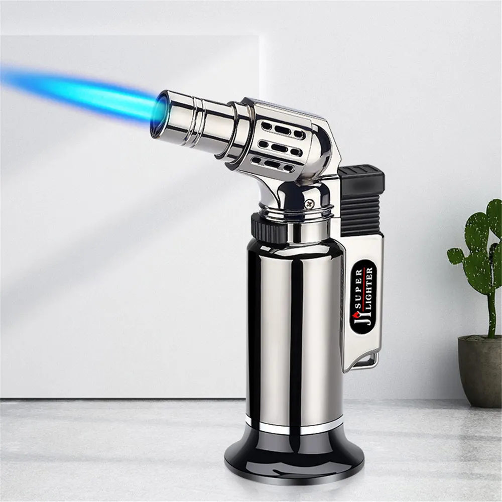 Metal Windproof Turbo Gas Lighters Welding Torch Kitchen Cooking Adjustable Flame Powerful Spray Gun Cigar Lighter For