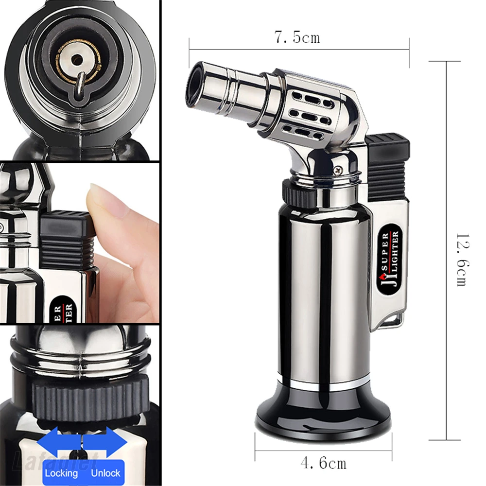 Metal Windproof Turbo Gas Lighters Welding Torch Kitchen Cooking Adjustable Flame Powerful Spray Gun Cigar Lighter For