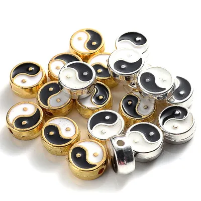 Metal Yin Yang Beads (10pcs)