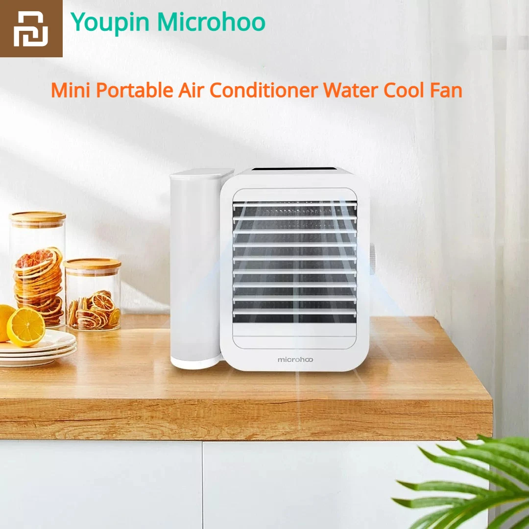 Microhoo Mini Portable Air Conditioner Water Cool Fan Aromatherapy Diffuser Fast Cooling Humidifier Household Desktop