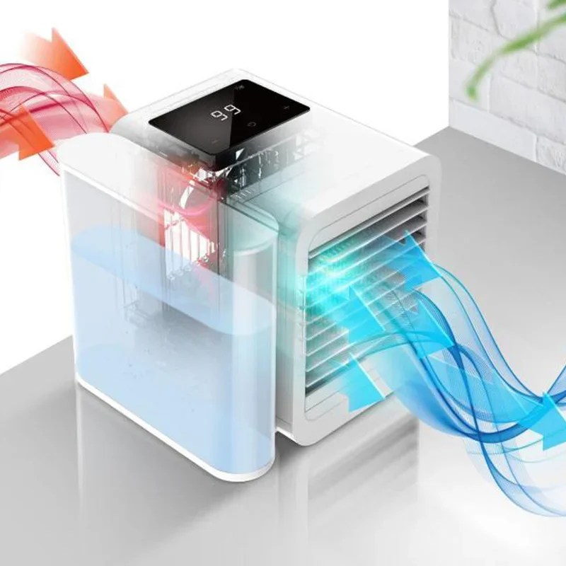 Microhoo Mini Portable Air Conditioner Water Cool Fan Aromatherapy Diffuser Fast Cooling Humidifier Household Desktop