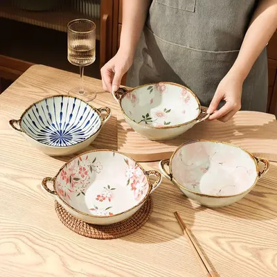 Microwavable Ceramic Bowl with Handles Microwavable Ceramic Bowl with Handles