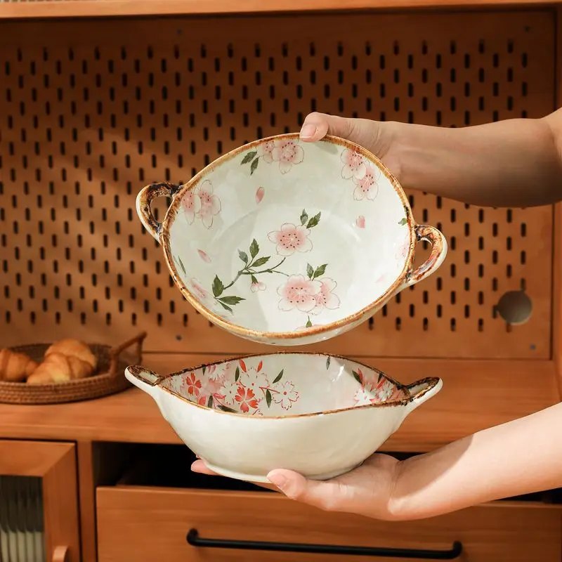 Microwavable Ceramic Bowl with Handles Microwavable Ceramic Bowl with Handles