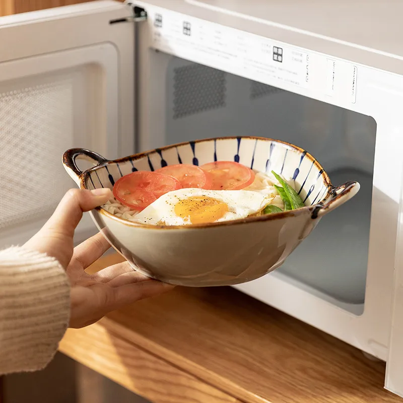 Microwavable Ceramic Bowl with Handles Microwavable Ceramic Bowl with Handles