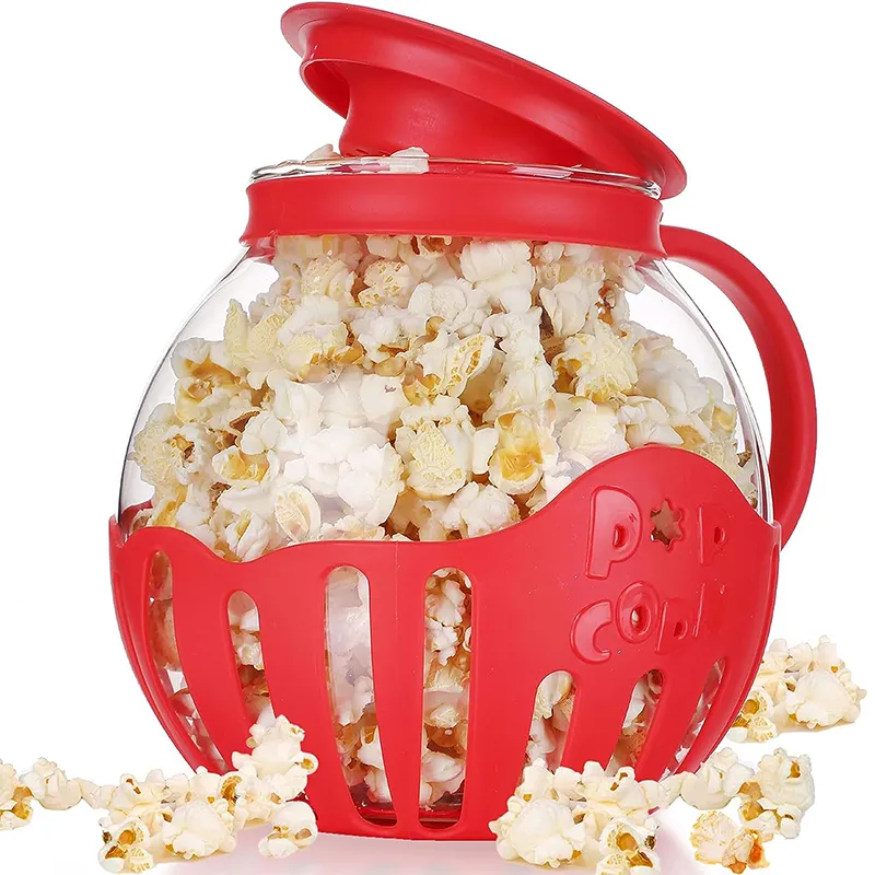 Microwave Glass Popcorn Popper with Silicone Lid Microwave Popcorn Popper with Temperature Safe Glass