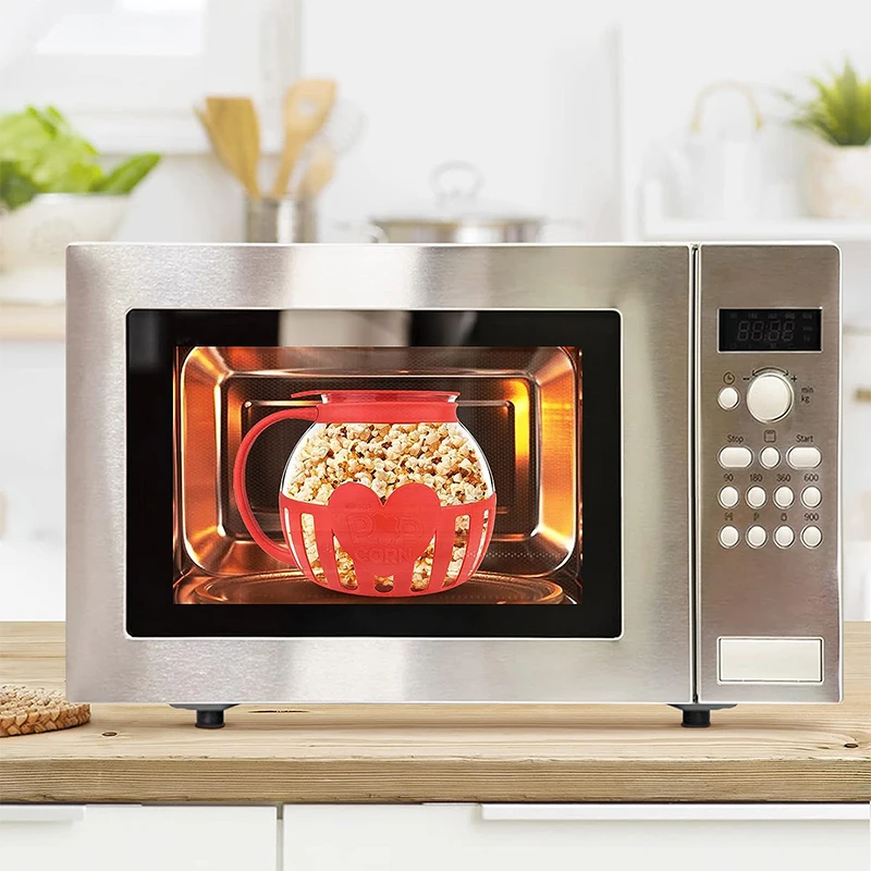 Microwave Glass Popcorn Popper with Silicone Lid Microwave Popcorn Popper with Temperature Safe Glass