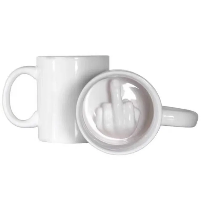 Middle Finger in The Bottom Mug Novelty Style Mixing Coffee Milk Cup Funny Ceramic Mug