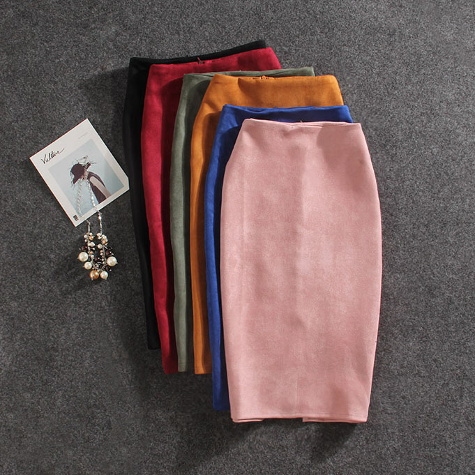 Midi Pencil Skirt Suede with Slit Midi Pencil Skirt Suede with Slit