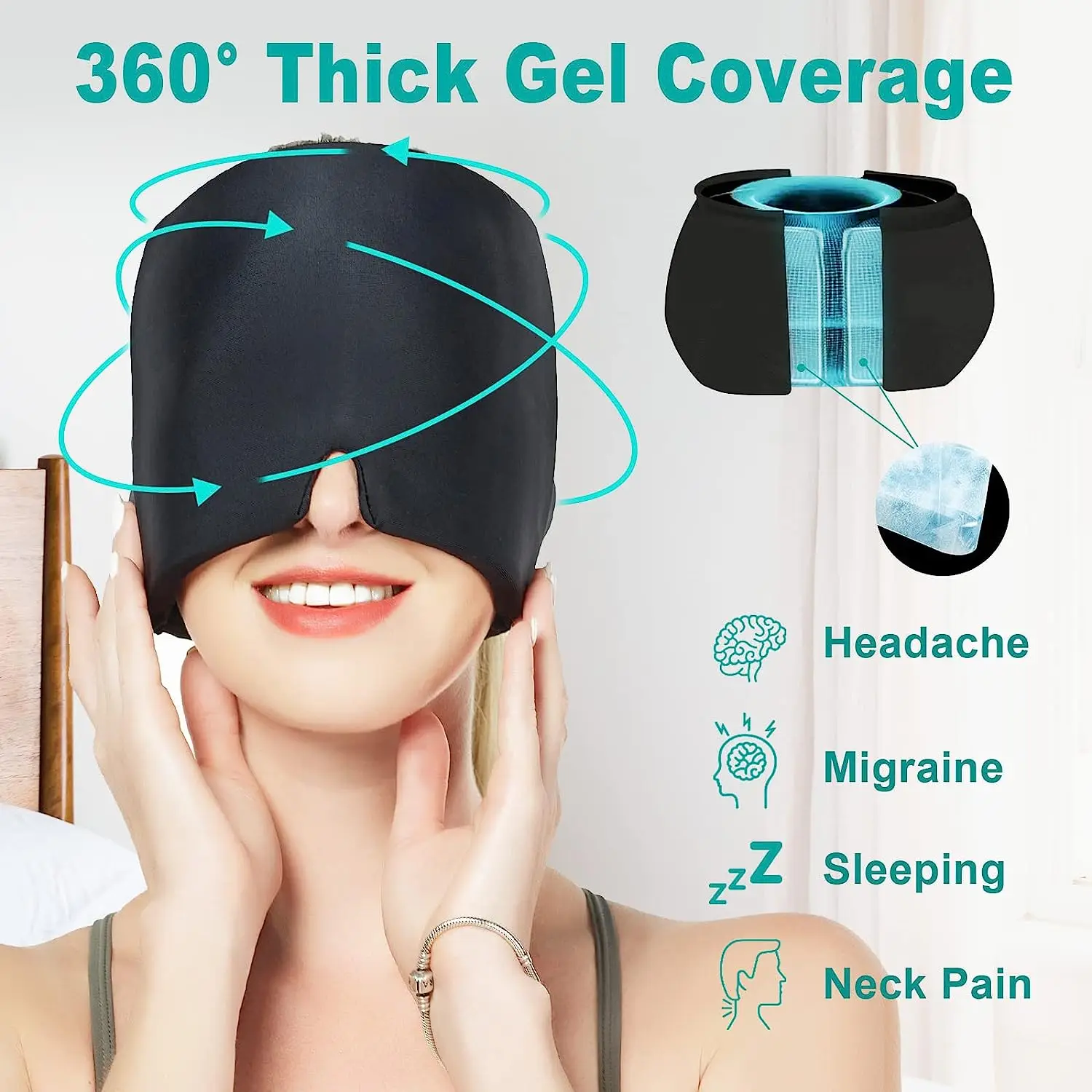 Migraine Relief Hat headache hat Gel Hot Cold Therapy Ice Cap For Relieve Pain Ice Hat Eye Mask Stress Pressure Pain Migraine Relief Hat headache hat Gel Hot Cold Therapy Ice Cap For Relieve Pain Ice Hat Eye Mask Stress Pressure Pain