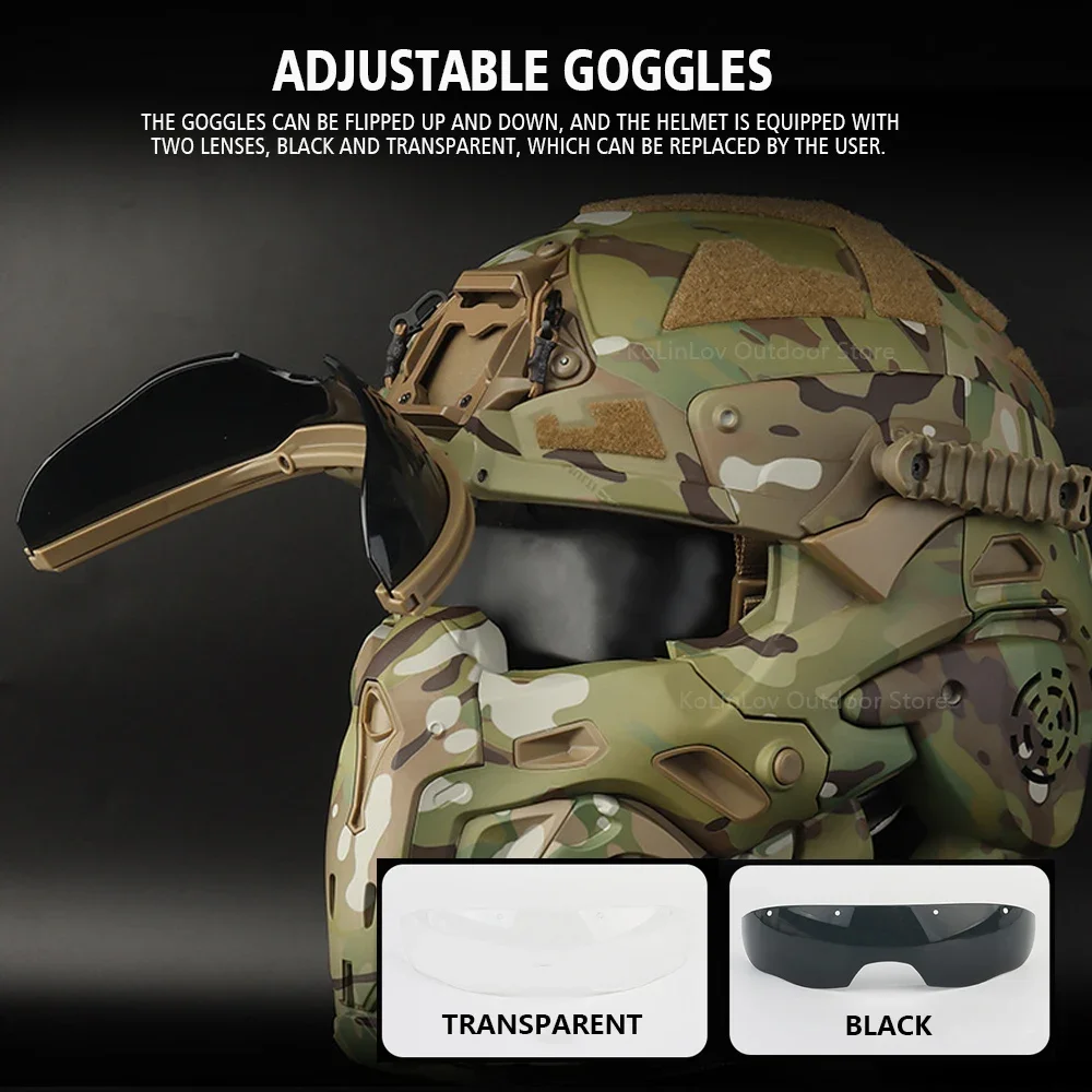 Militar Helmet Helmet Built-in Communication Headset Anti-fog Fan W-Ronin Assault Helmet Detachable Mask Replacement Militar Helmet Helmet Built-in Communication Headset Anti-fog Fan W-Ronin Assault Helmet Detachable Mask Replacement