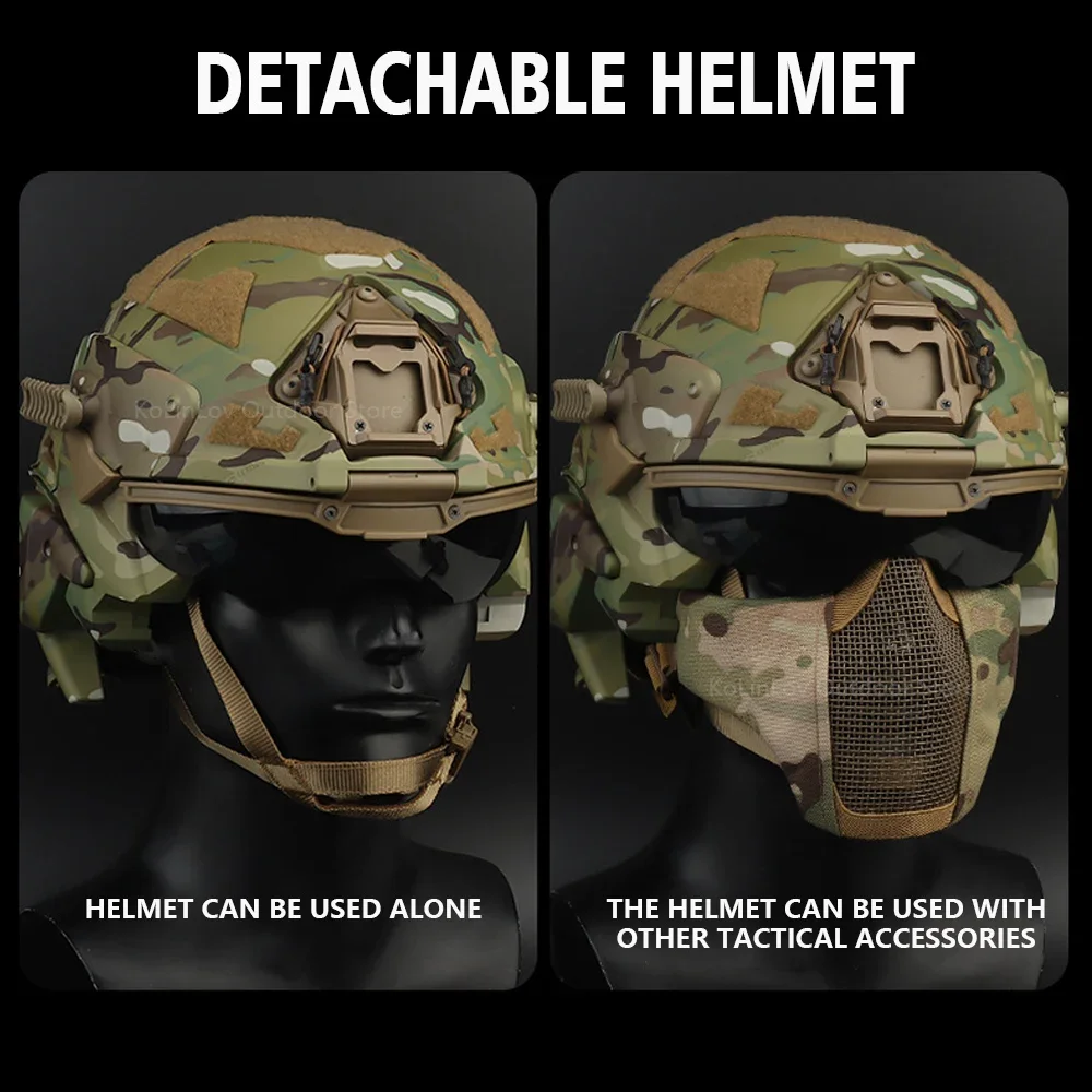 Militar Helmet Helmet Built-in Communication Headset Anti-fog Fan W-Ronin Assault Helmet Detachable Mask Replacement Militar Helmet Helmet Built-in Communication Headset Anti-fog Fan W-Ronin Assault Helmet Detachable Mask Replacement