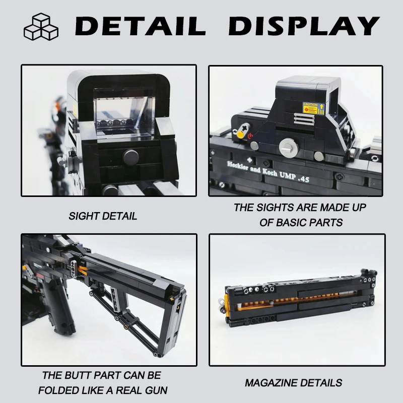 Military Blocks Guns UMP45 Model Building Blocks WW2 Bricks Handgun SHOOTING Army Weapon Classic Gun Toys For Kids Boys
