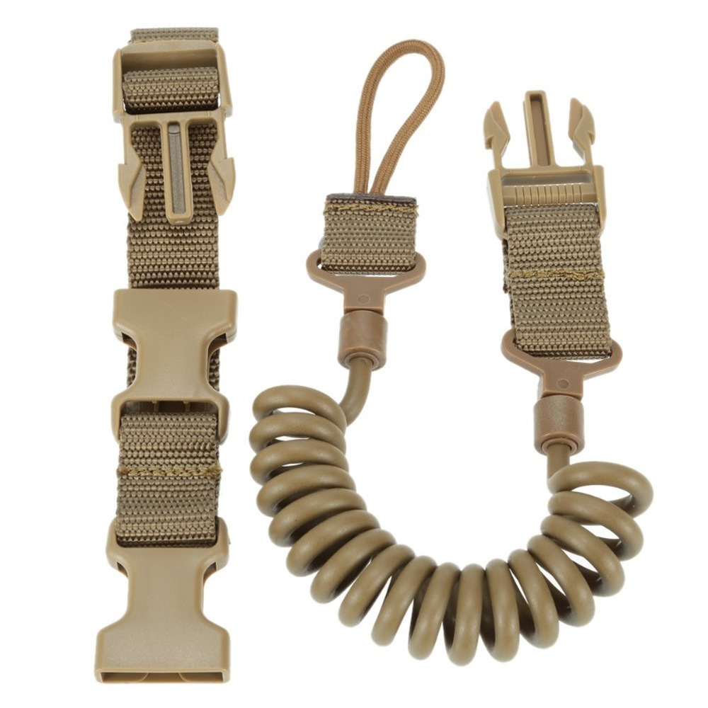 Military Tactical Lanyard Multi-purpose Spring Lanyard Pistol Secure Lanyard Rifle Sling Strap Shooting Hunting Gun