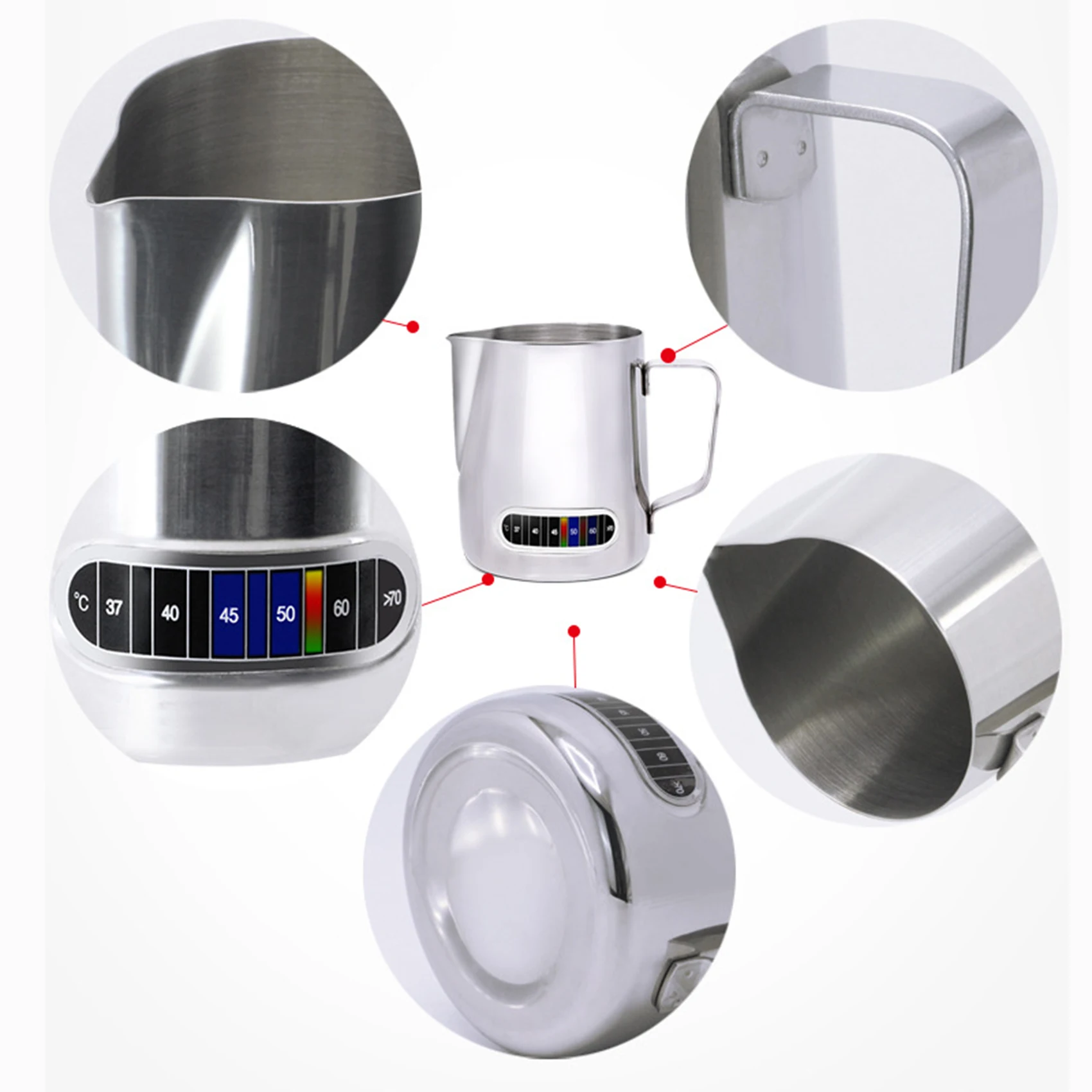 Milk Frothing Pitcher 350/600ML Temperature Display Stainless Steel Milk Frother Pitcher Jug Cup for Latte Art Barista Milk Frothing Pitcher 350/600ML Temperature Display Stainless Steel Milk Frother Pitcher Jug Cup for Latte Art Barista