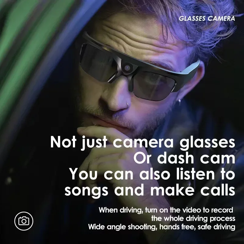 Mini 2K HD Camera Smart Glasses TWS Wireless Live Bluetooth Waterproof Drive Video Recorder Sports Outdoor Ride Call