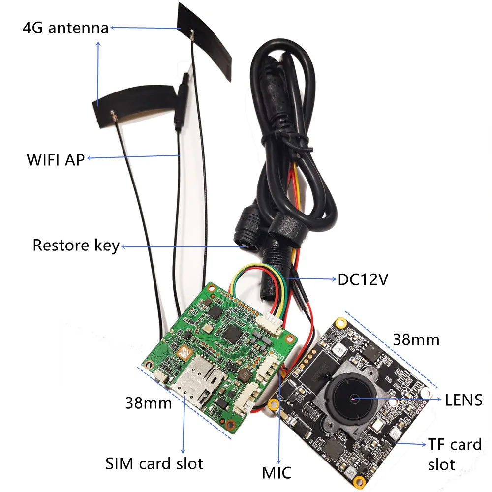 Mini 4G Pinhole Camera CCTV P2P Onvif Audio DIY 3G 4G SIM Camera Module Chip Board 4G Wireless IP Camera P2P For