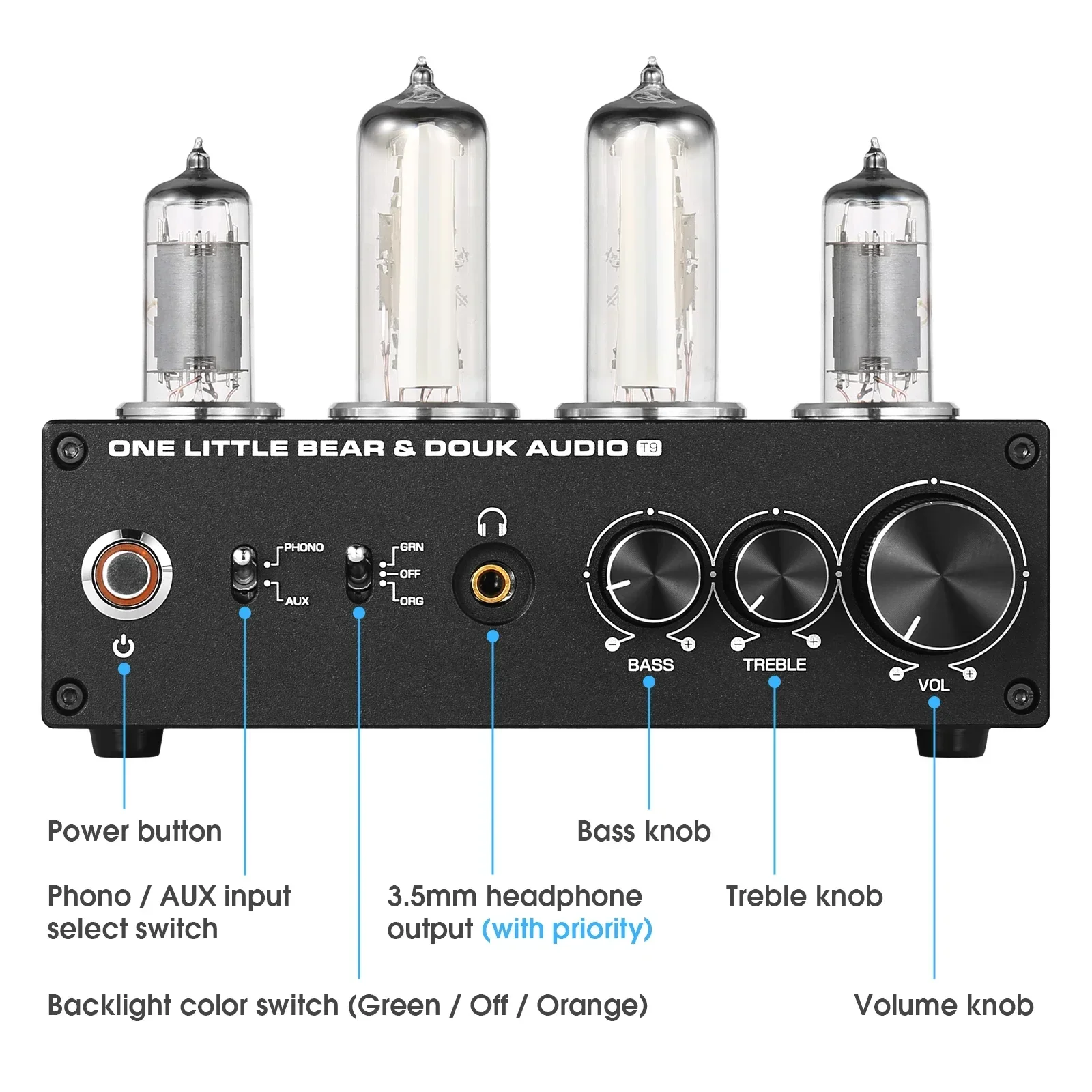 Mini 6E2 MM/MC Phono Stage Turntable Preamp HiFi Stereo Audio Vacuum Tube Preamplifier Dekstop Headphone Amp