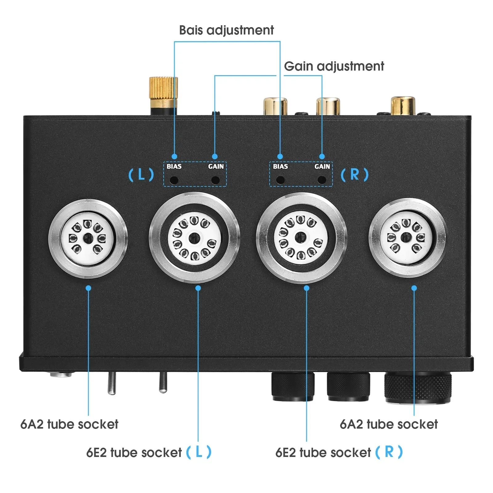 Mini 6E2 MM/MC Phono Stage Turntable Preamp HiFi Stereo Audio Vacuum Tube Preamplifier Dekstop Headphone Amp