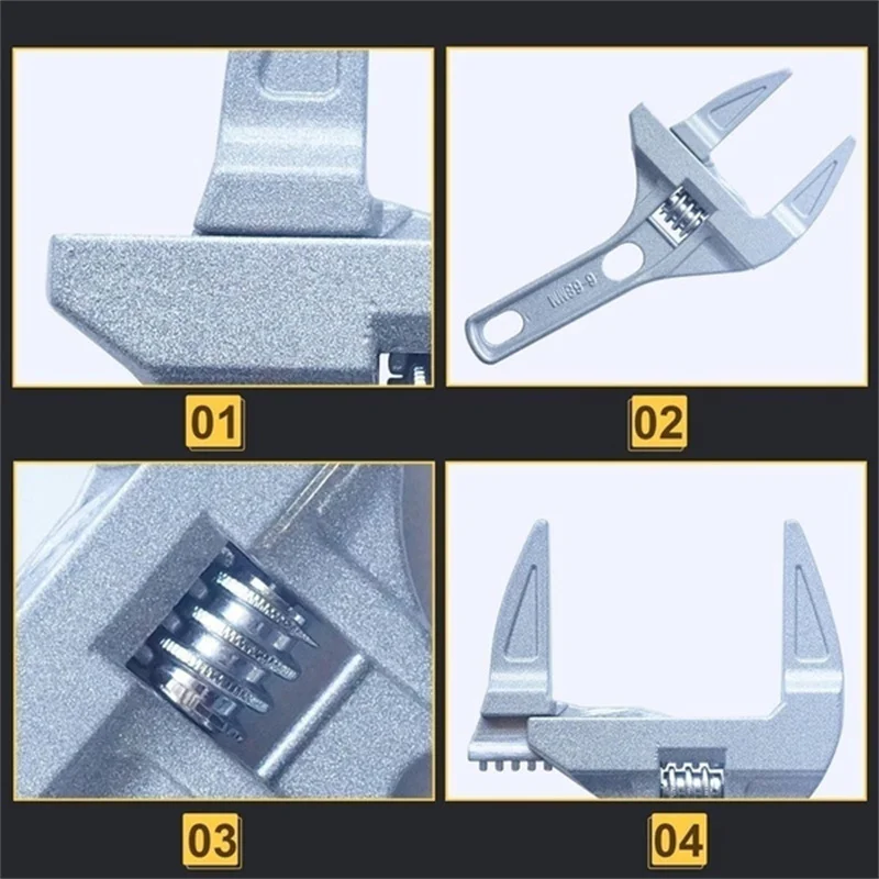 Mini Adjustable Bathroom Adjustable Wrench Strong Clamping Large Open End Multifunctional Aluminum Spanner Bathroom Mini Adjustable Bathroom Adjustable Wrench Strong Clamping Large Open End Multifunctional Aluminum Spanner Bathroom