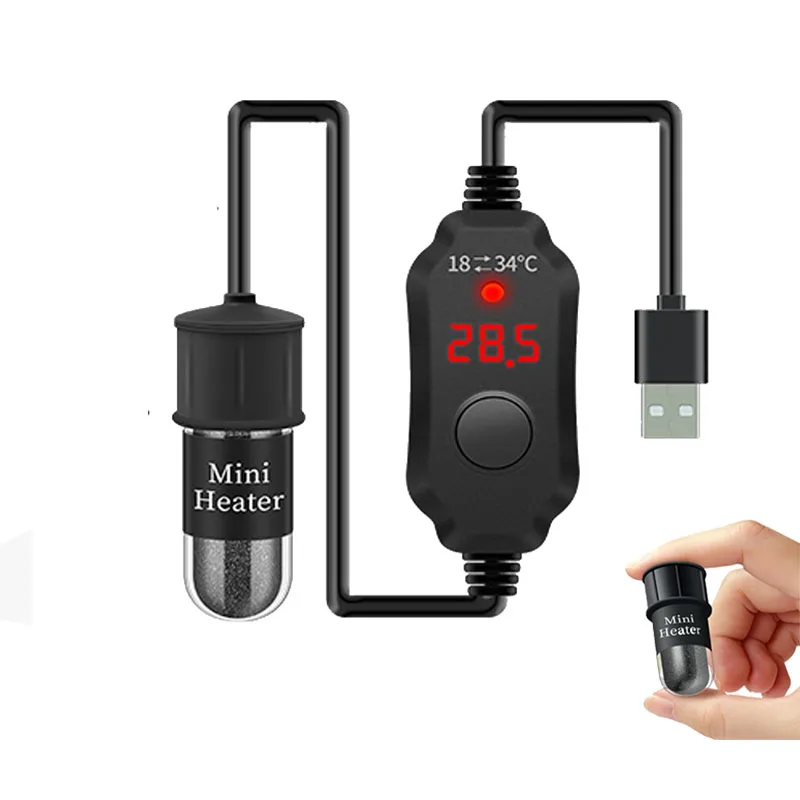 Mini Aquarium Heating Rod Fish Tank Aquarium Heater Submersible Thermostat Heater 18-34°C Adjustable Temperature Mini Aquarium Heating Rod Fish Tank Aquarium Heater Submersible Thermostat Heater 18-34°C Adjustable Temperature