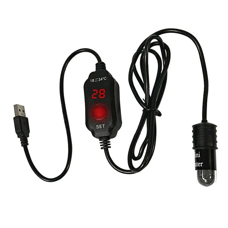 Mini Aquarium Heating Rod Fish Tank Aquarium Heater Submersible Thermostat Heater 18-34°C Adjustable Temperature