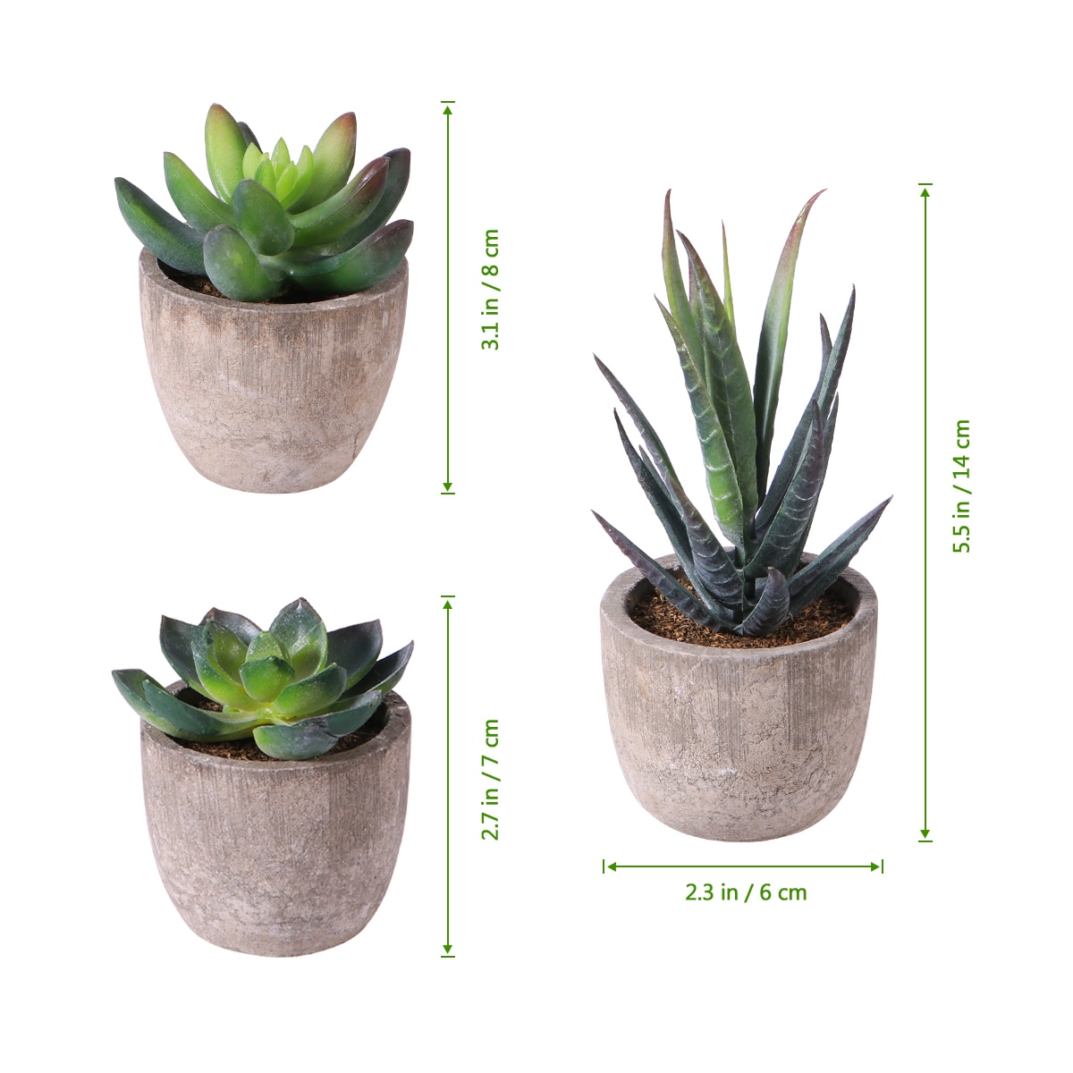 Mini Artificial Succulents in Pot (3 pcs)