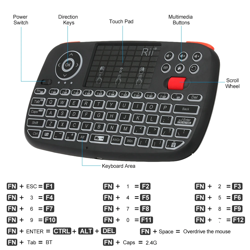 Mini Bluetooth Wireless Keyboard With Touchpad 2.4GHz Backlit Mouse Remote Control For Windows Android TV Box Smart TV Mini Bluetooth Wireless Keyboard With Touchpad 2.4GHz Backlit Mouse Remote Control For Windows Android TV Box Smart TV