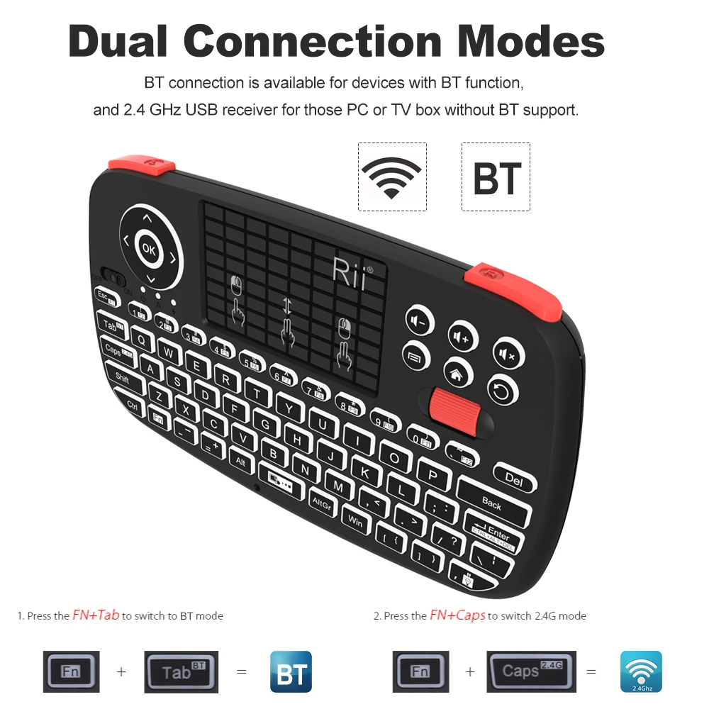 Mini Bluetooth Wireless Keyboard With Touchpad 2.4GHz Backlit Mouse Remote Control For Windows Android TV Box Smart TV Mini Bluetooth Wireless Keyboard With Touchpad 2.4GHz Backlit Mouse Remote Control For Windows Android TV Box Smart TV