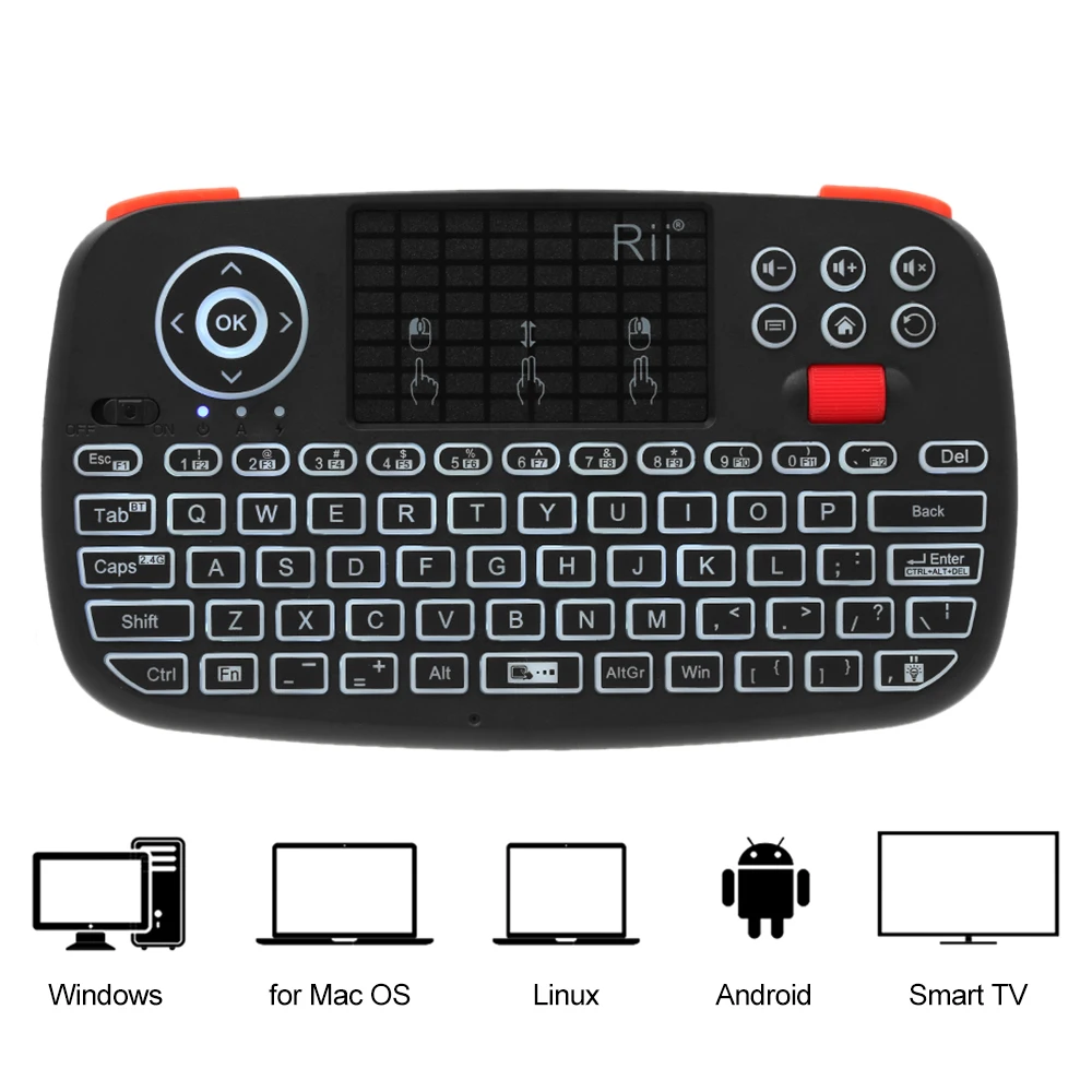 Mini Bluetooth Wireless Keyboard With Touchpad 2.4GHz Backlit Mouse Remote Control For Windows Android TV Box Smart TV Mini Bluetooth Wireless Keyboard With Touchpad 2.4GHz Backlit Mouse Remote Control For Windows Android TV Box Smart TV