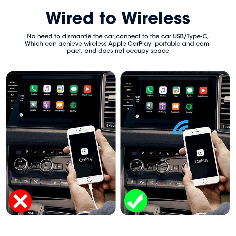 Mini Box Wired To Wireless CarPlay Android Auto Wireless Adapter Plug And Play Universal Mini Box Wired To Wireless CarPlay Android Auto Wireless Adapter Plug And Play Universal