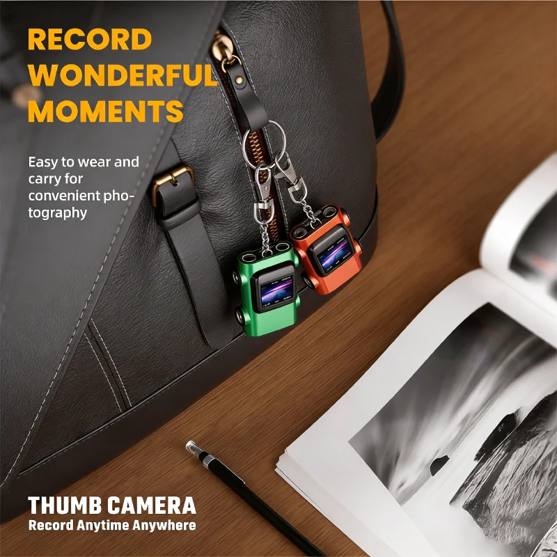 Mini Camera 2K HD Video Recorder Car Shaped Keychain Thumb Camera Built in Flash 130° Wide Angle Lens Auto Focus Cam
