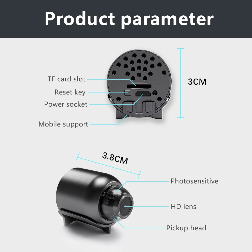 Mini Camera Wireless WiFi 1080P Car Internal Monitoring Safety Night Vision Motion Detection Baby Monitor IP Cam Video