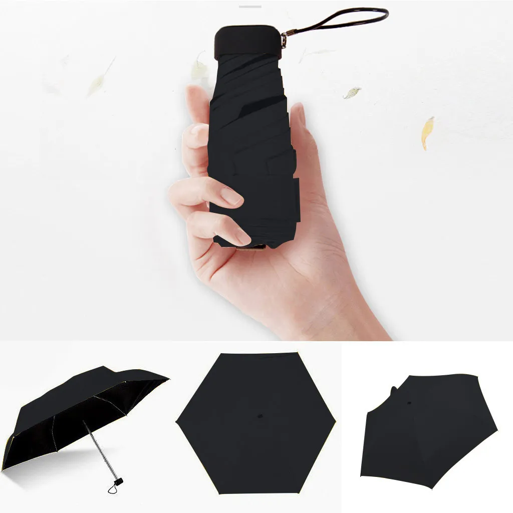 Mini Compact Pocket Umbrella for Women Flat Lightweight Umbrella Parasol Folding Sun Umbrellas Travel Sunshade Paraguas