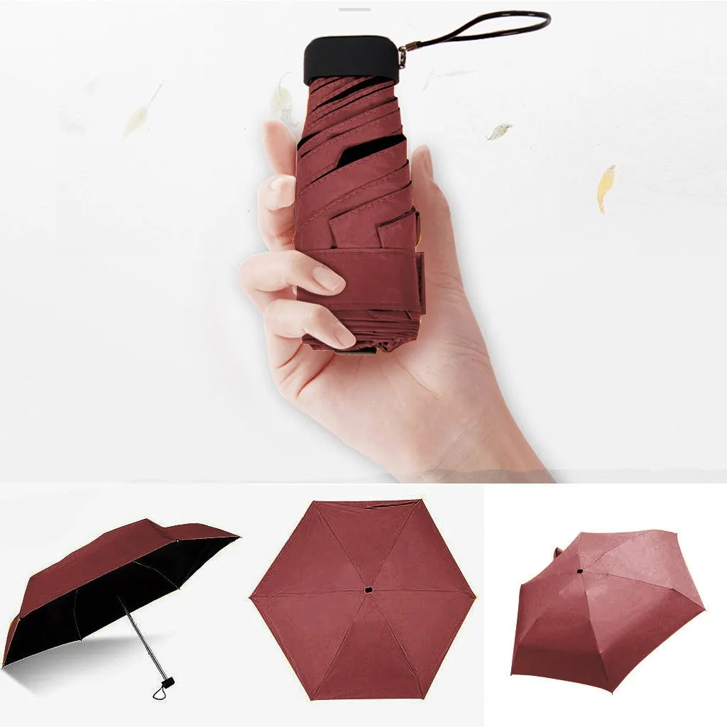 Mini Compact Pocket Umbrella for Women Flat Lightweight Umbrella Parasol Folding Sun Umbrellas Travel Sunshade Paraguas