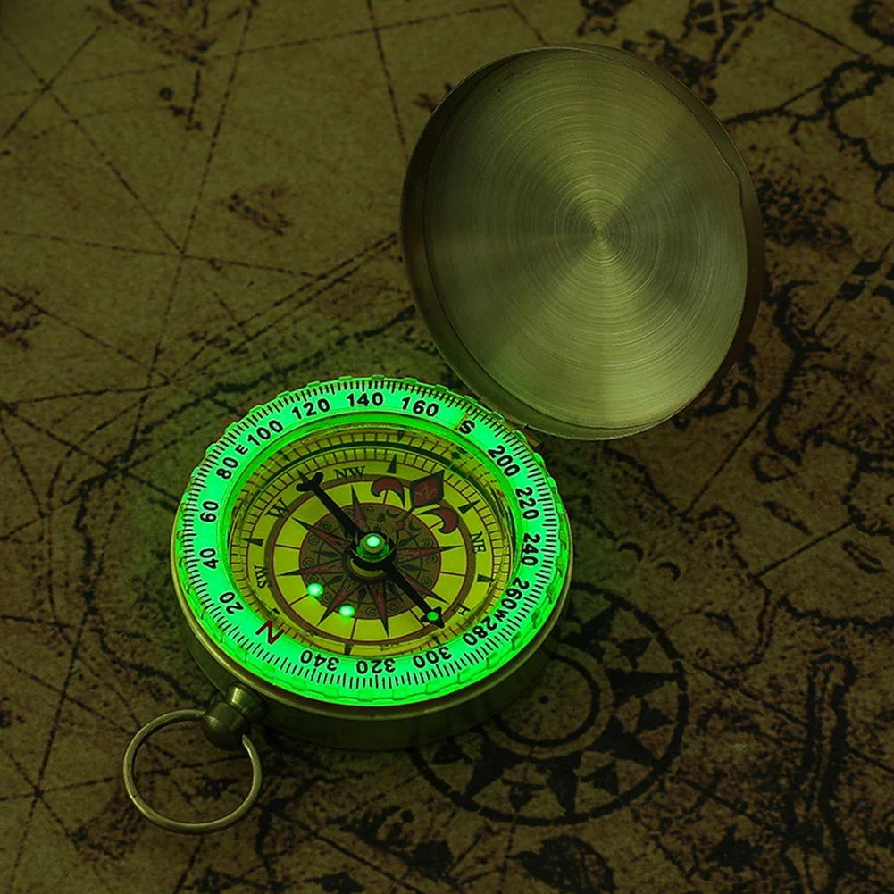 Mini Copper Navigation Compass Outdoor Waterproof Luminous Retro Flip Compasses Mini Copper Navigation Compass Outdoor Waterproof Luminous Retro Flip Compasses