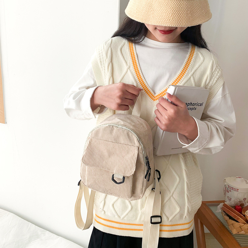 Mini Corduroy Backpack for Women