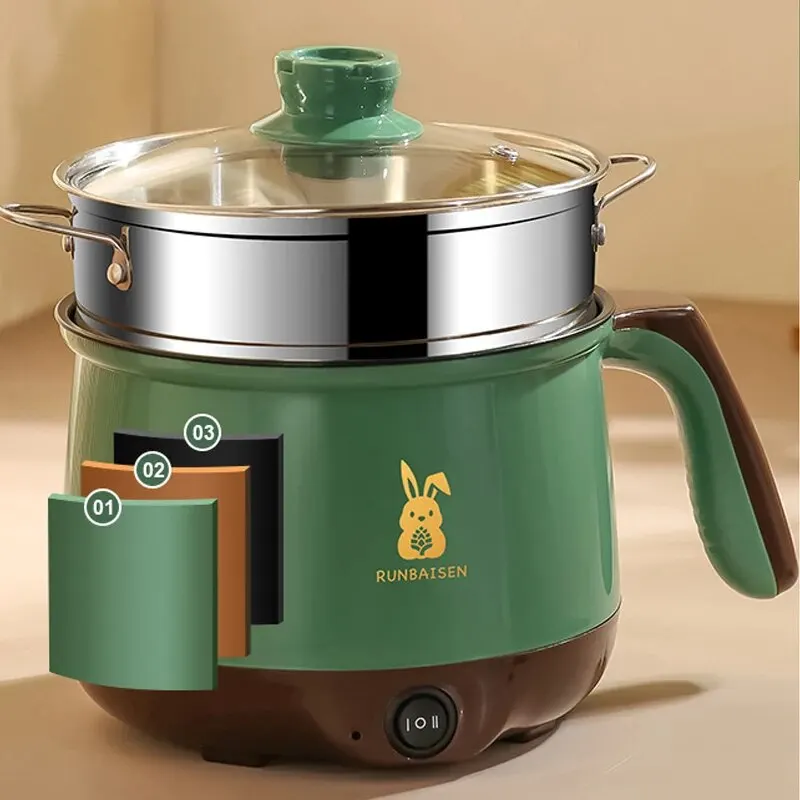 Mini Electric Cooker For Home Kitchen 2 People Food Noodle Double Layer Multifunction Non-stick Pan Steam Cooking Mini Electric Cooker For Home Kitchen 2 People Food Noodle Double Layer Multifunction Non-stick Pan Steam Cooking