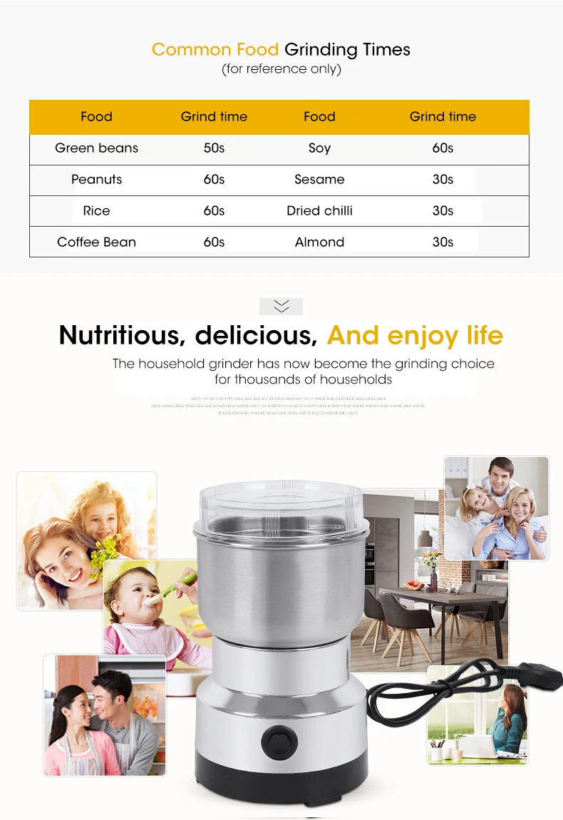 Mini Electric Grinder Household 300ml Ultrafine Baby Food Pulverizer Coffee Grinder Spice Pepper Grinder Grain Mill 4