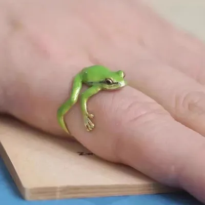 Mini Green Tree Frog Ring Frog Open Rings for Women Men Metal Cute Animal Adjustable Finger Ring Jewelry Birthday Party