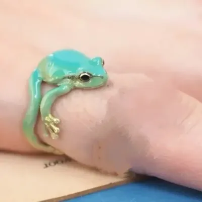Mini Green Tree Frog Ring Frog Open Rings for Women Men Metal Cute Animal Adjustable Finger Ring Jewelry Birthday Party