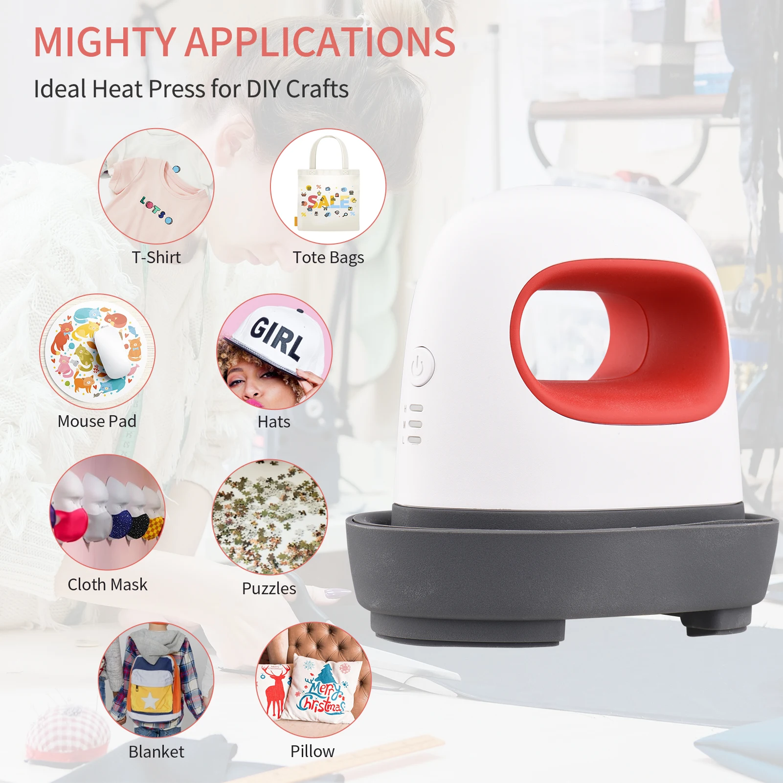 Mini Heat Press Machine TShirt Printing Easy Heating Transfer Press Iron Machines for Blanket Leather Portable DIY Home