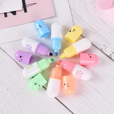 Mini Highlighters Pill Shaped Markers (6pcs)