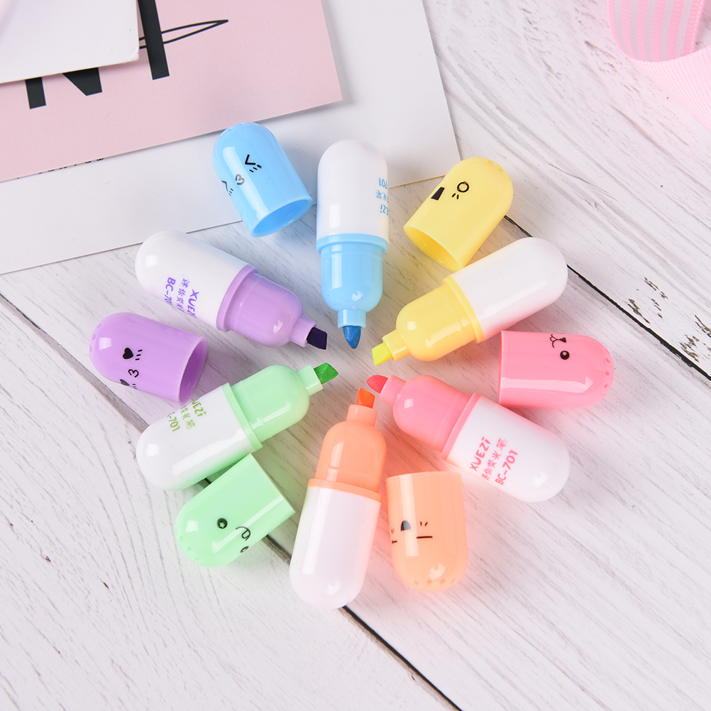 Mini Highlighters Pill Shaped Markers (6pcs) Mini Highlighters Pill Shaped Markers (6pcs)