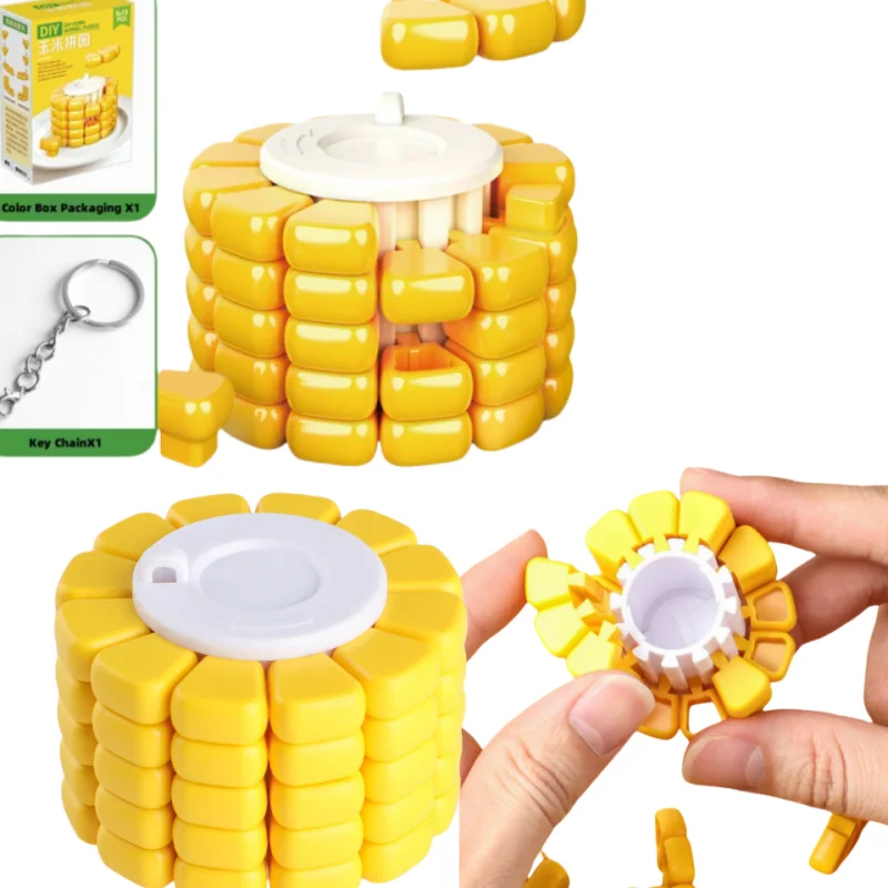 Mini key pendant AB Corn Magic Cube Decompression Brain Burning Magic Cube Versatile Fidget Type Tetris Puzzle Toy