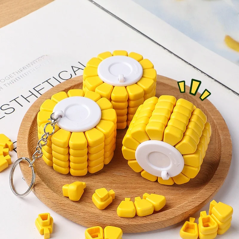 Mini key pendant AB Corn Magic Cube Decompression Brain Burning Magic Cube Versatile Fidget Type Tetris Puzzle Toy