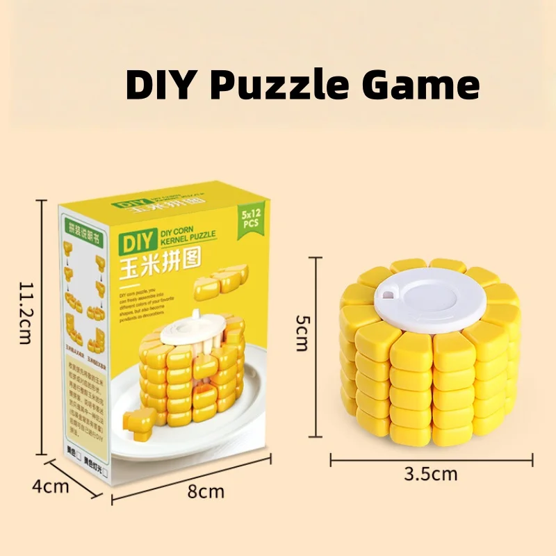 Mini key pendant AB Corn Magic Cube Decompression Brain Burning Magic Cube Versatile Fidget Type Tetris Puzzle Toy