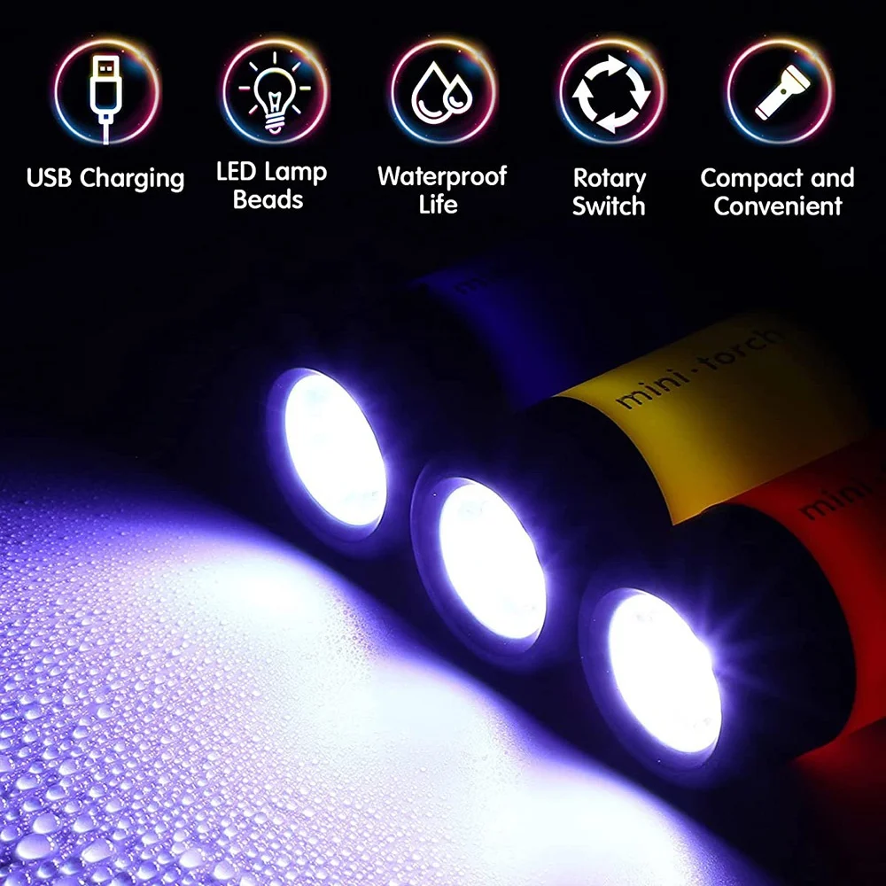 Mini Keychain Pocket Torch USB Rechargeable LED Light Stonego Flashlight Lamp Waterproof Keychain Light